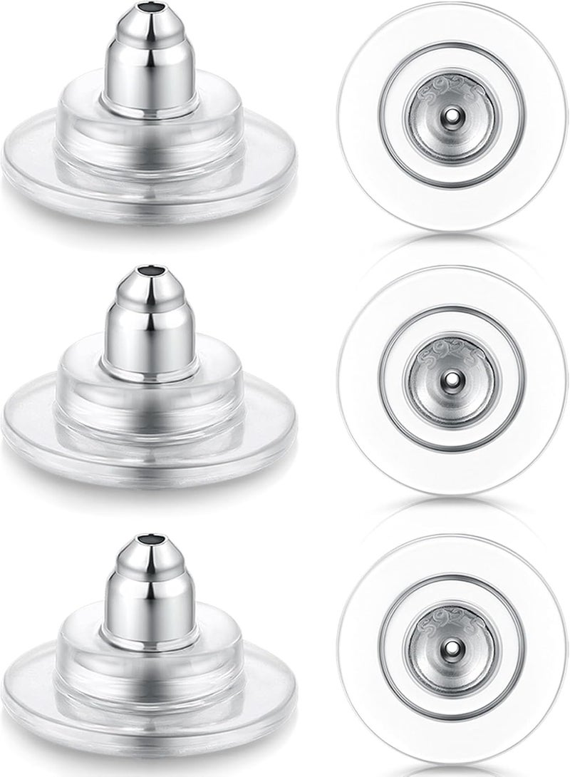 DELECOE 925 Sterling Silver Locking Earring Backs Replacements for Diamond Studs,14K White Gold Plated Hypoallergenic Secure Earring Backs 3-Pairs - Image 1